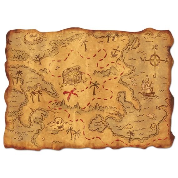 mapa del tesoro, inválido si contiene quemaduras o manchas de ron